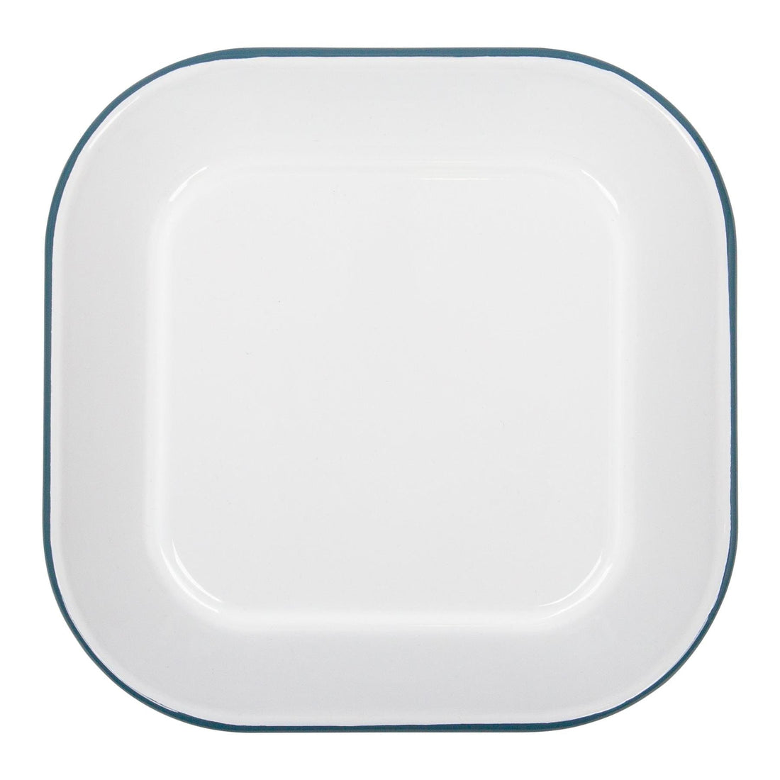 24.5cm x 24.5cm White &amp; Green Square Enamel Baking Tray