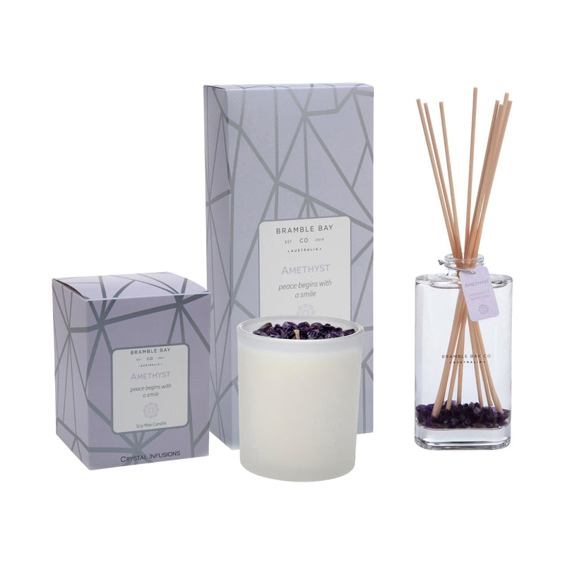 Amethyst Crystal Infusions Scented Candle & Diffuser Set - By Bramble Bay