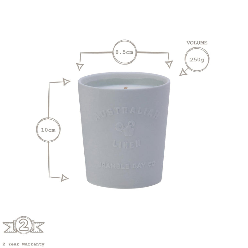 250g Vintage Cotton Australian Linen Soy Wax Scented Candle - By Bramble Bay