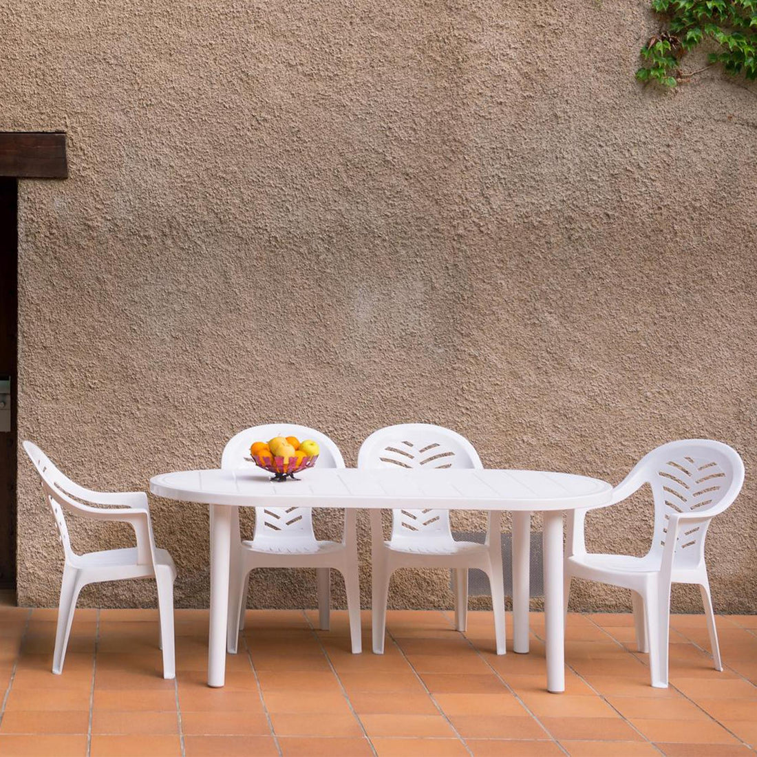 Six-Seater Oval Brava Plastic Garden Dining Table 180cm x 90cm