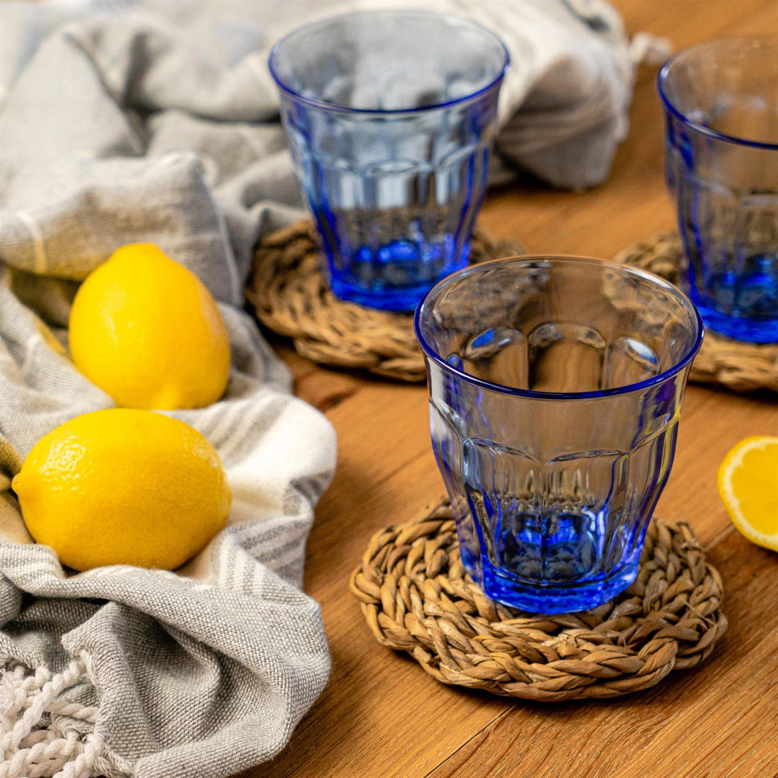250ml Blue Picardie Water Glasses - Pack of Six