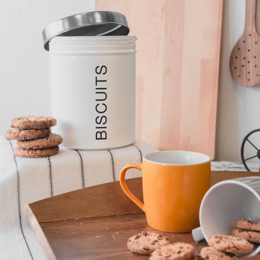 White Metal Biscuit Tin