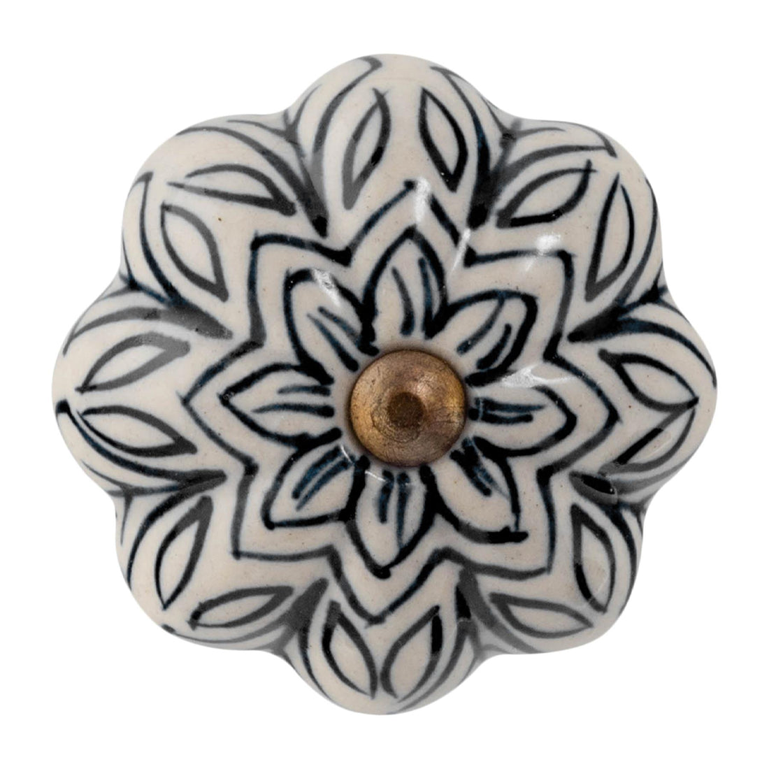 Black 45mm Vintage Floral Ceramic Cabinet Knob