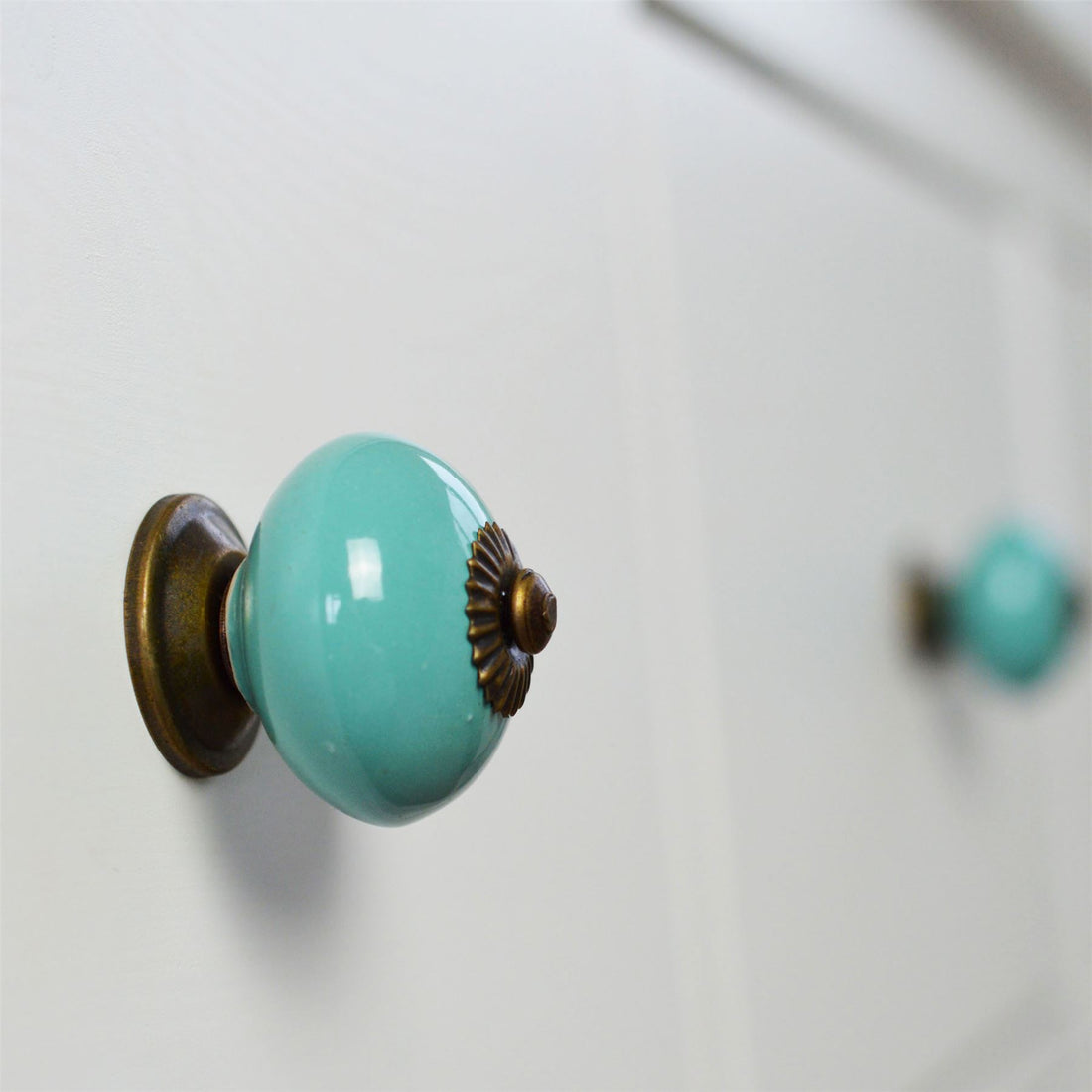 Turquoise 45mm Round Ceramic Cabinet Knob