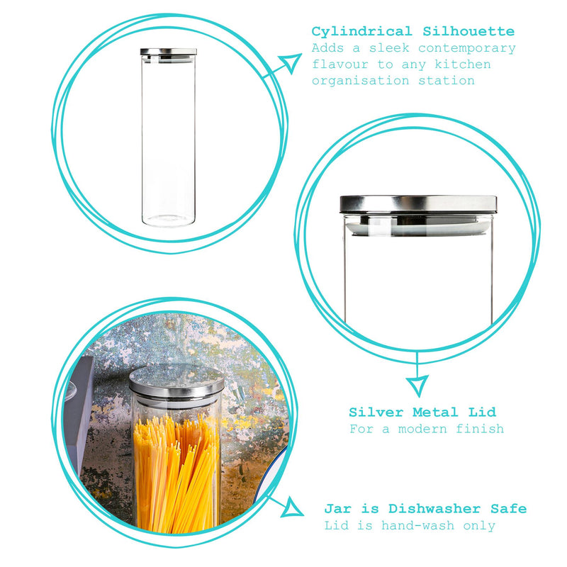 2L Scandi Storage Jars with Metallic Lids - Pack of Three - By Argon Tableware
