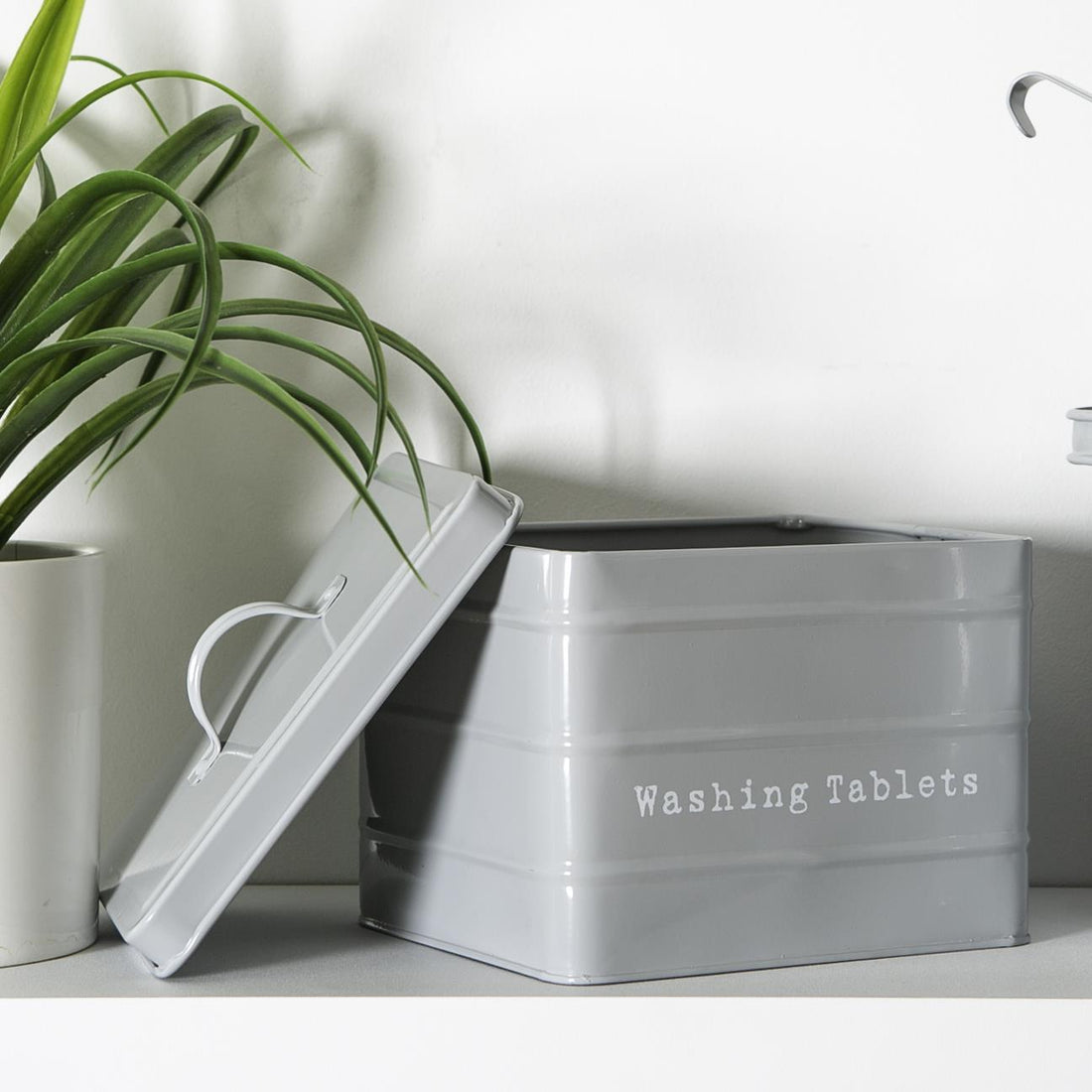 Grey Vintage Metal Washing Tablet Tin