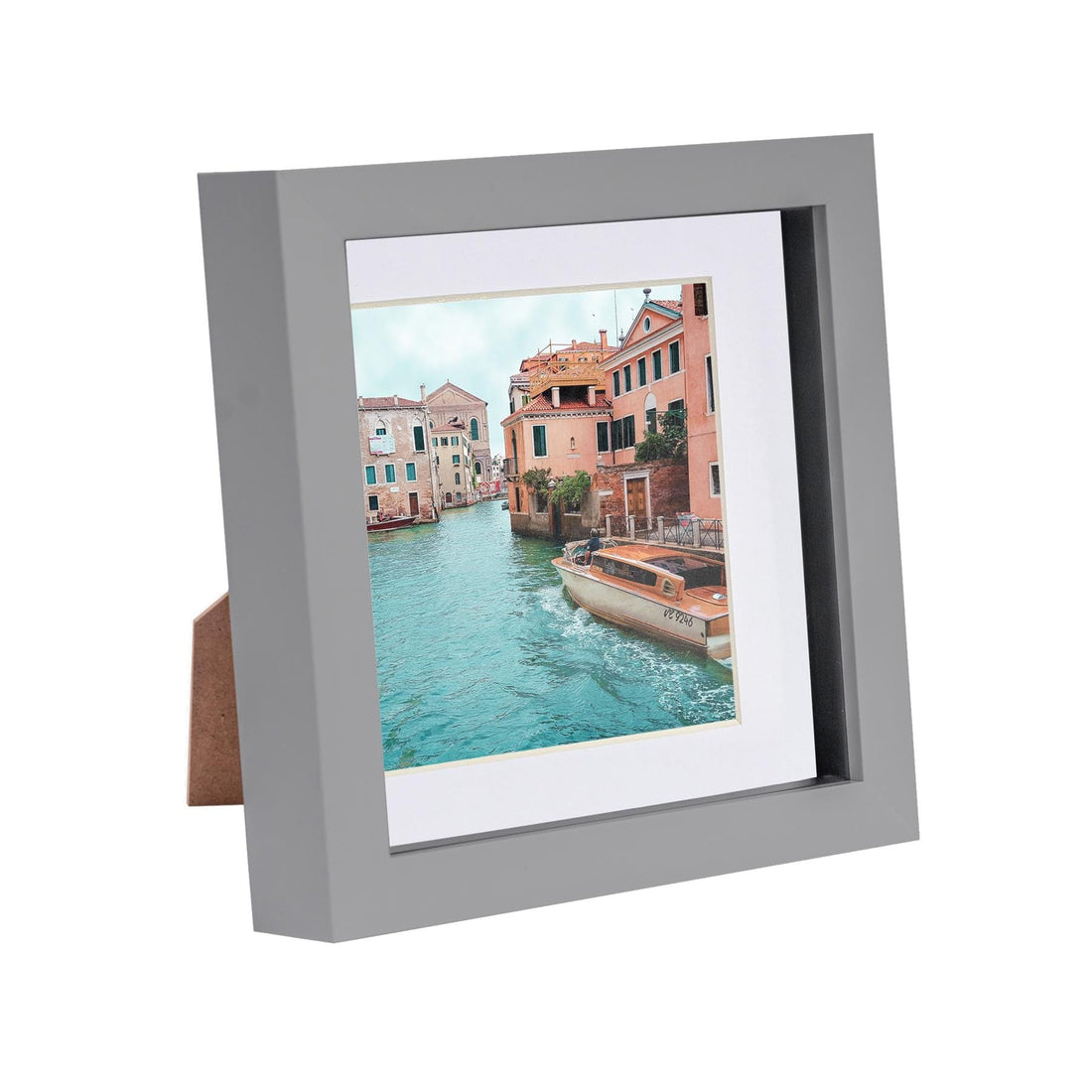 Grey 6" x 6" Shadow Box Photo Frame with 4" x 4" White Mount