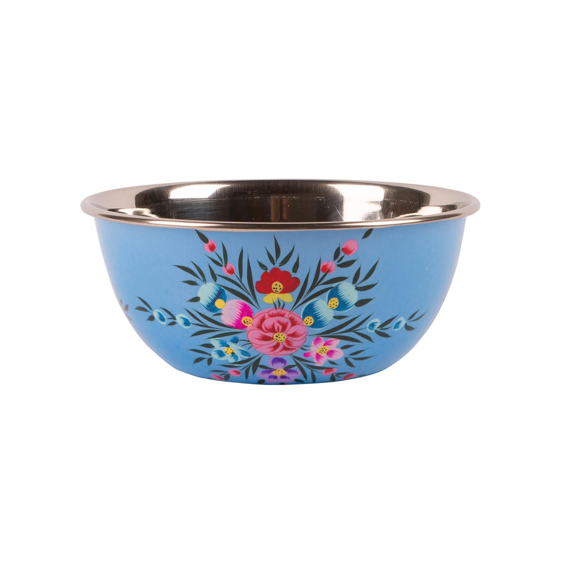 Pansy 18.5cm Hand-Painted Stainless Steel Cereal Bowl - Ocean
