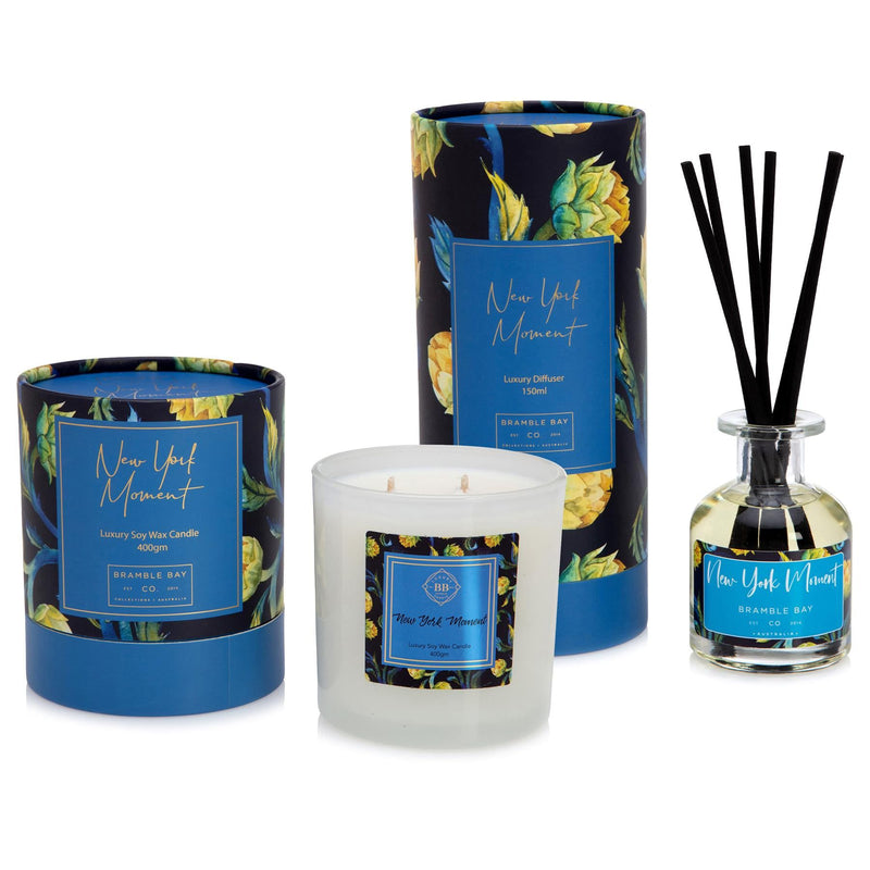 New York Moment Botanical Scented Candle & Diffuser Set - By Bramble Bay