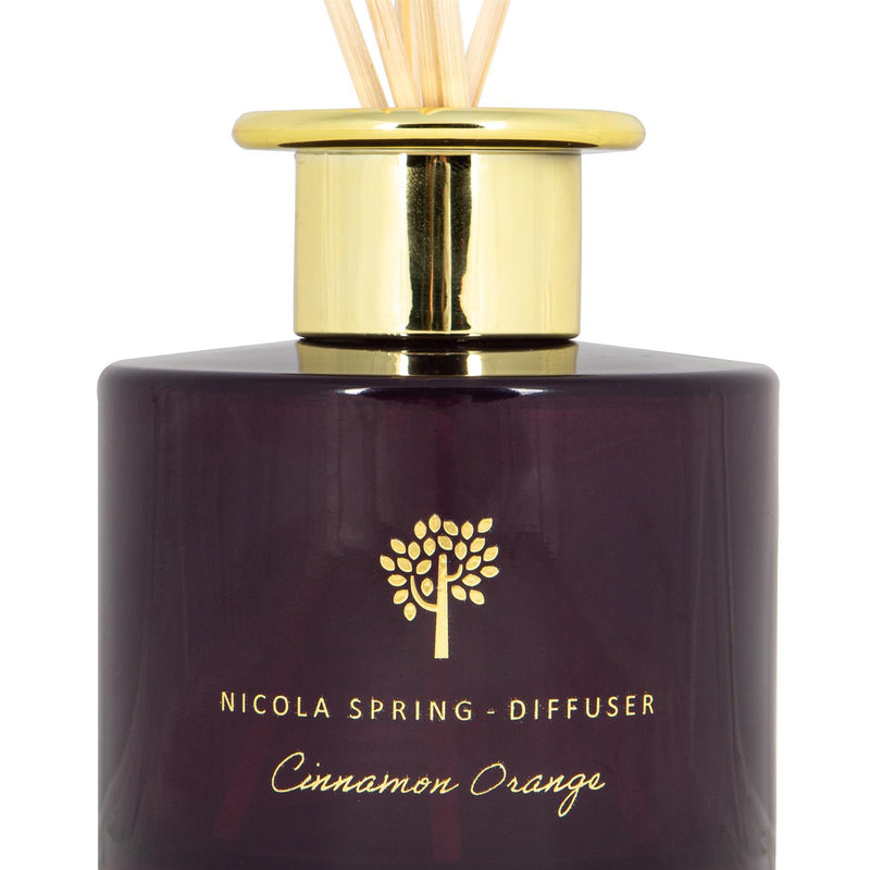 200ml Cinnamon Orange Glass Reed Diffuser - By Nicola Spring