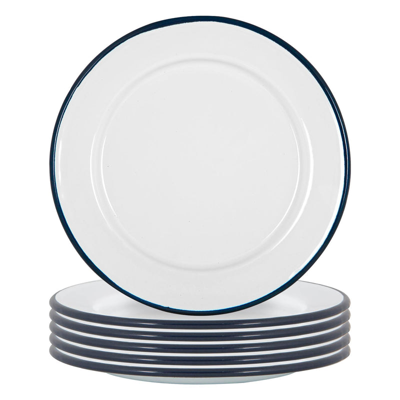 20cm White Enamel Side Plates - Pack of Six - By Argon Tableware