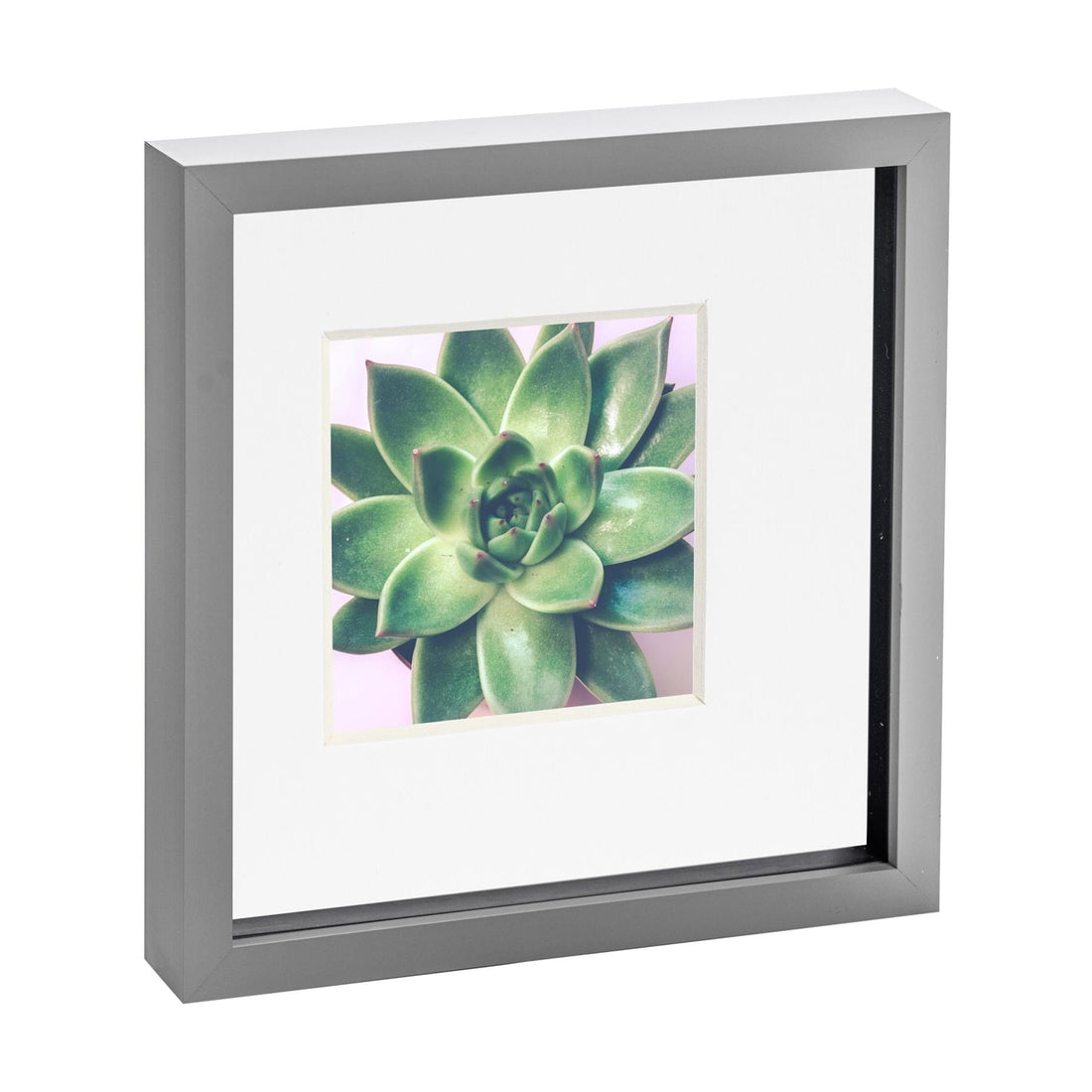 Grey 10" x 10" Shadow Box Photo Frame with 6" x 6" White Mount